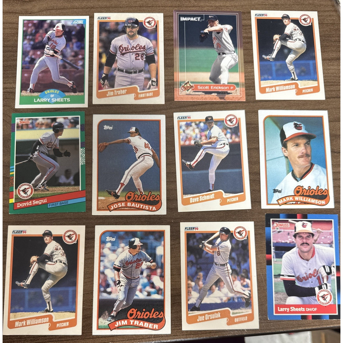 Lot of 57 Baltimore Orioles MLB Topps Baseball Trading Cards assorted 1980-1992