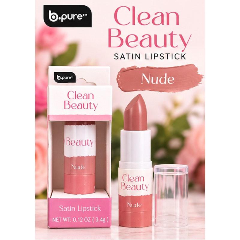 b.pure Clean Beauty Satin Lipstick Nude Vegan Cruelty Free 0.12 oz