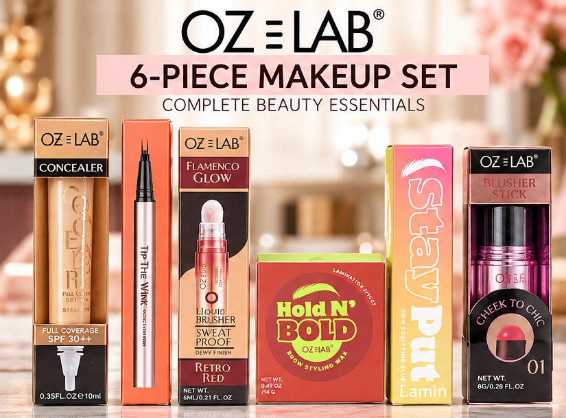 OZ LAB 6-Piece Makeup Set Concealer Blush Brow Wax Lash Pen & Brow Glue