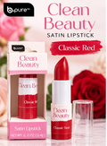 b.pure Clean Beauty Satin Lipstick Classic Red Vegan 0.12 oz