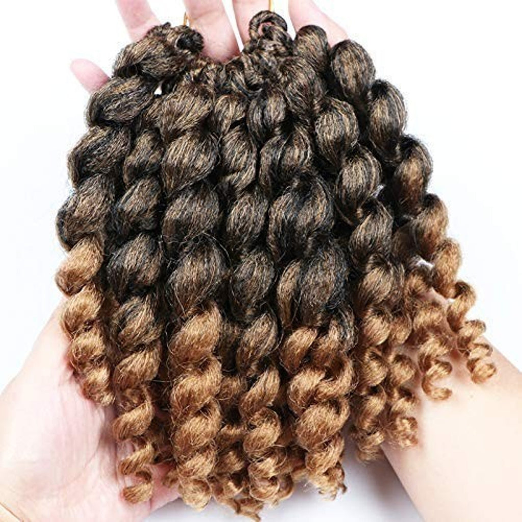 Wand Curl Crochet Braids Hair 8 Inch 3 Packs 1B/27 Pre-Looped Curly