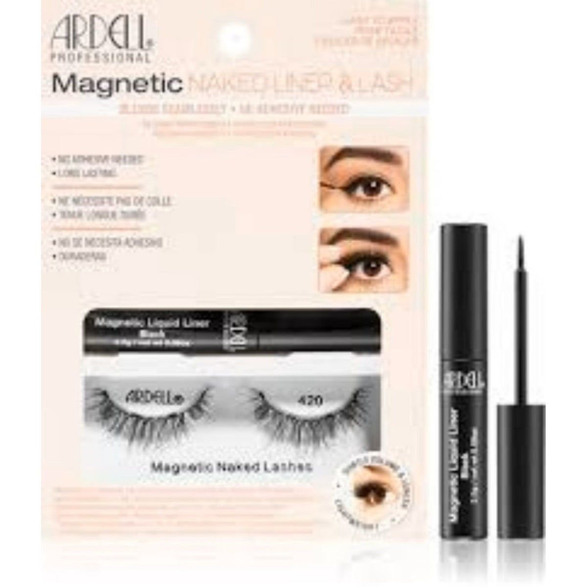 Ardell Magnetic Naked Liner & Lash 420 Kit Waterproof Reusable Black BX/3