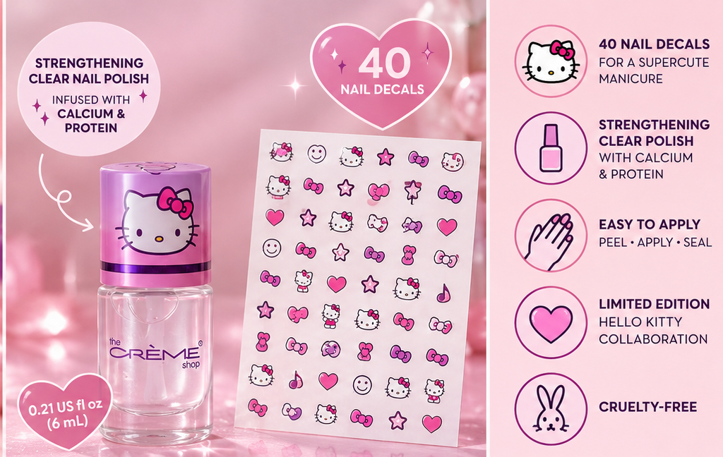 The Crème Shop x Hello Kitty 40 Nail Decals + Clear Polish 6 mL
