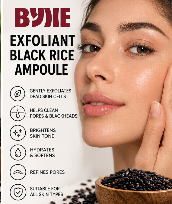 BYJIE Black Rice Exfoliating Ampoule AHA BHA Niacinamide 80mL