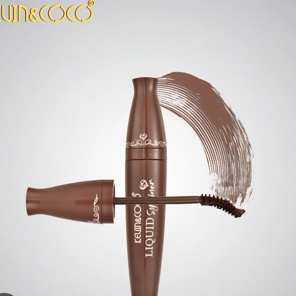 KEVIN&COCO Liquid Eyeliner & Mascara 2-Piece Eye Makeup Set – Brown #B