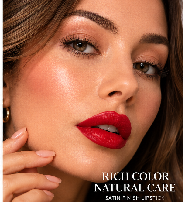 b.pure Clean Beauty Satin Lipstick Classic Red Vegan 0.12 oz