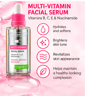 Global Beauty Care Facial Serum Set of 3 Vitamin C Retinol Multi-Vitamin 50mL