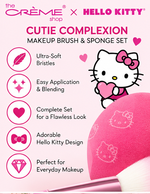 The Crème Shop x Hello Kitty Makeup Brush & Sponge Set 5-Piece