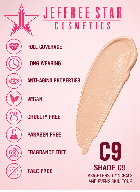 Jeffree Star Magic Star Liquid Concealer C9 Full Coverage 0.11 fl oz
