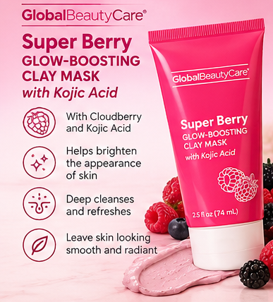 3-Piece Skincare Set Super Berry Clay Mask & 2 Body Face Serums