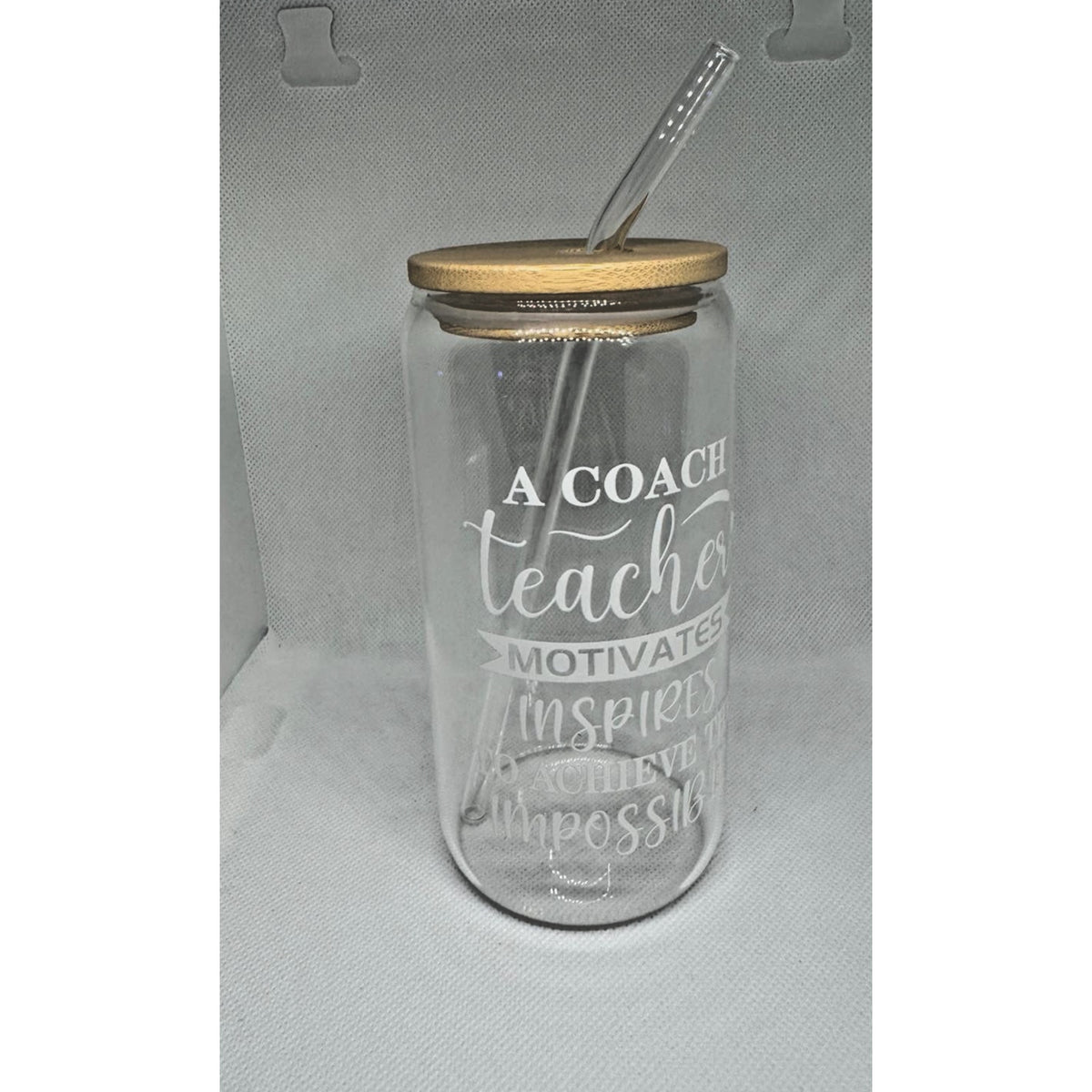 6 Pieza De Vaso De Vidrio Con Tapa De Bambú Y Pajita De Vidrio 16 Oz