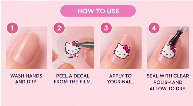 The Crème Shop x Hello Kitty 40 Nail Decals + Clear Polish 6 mL