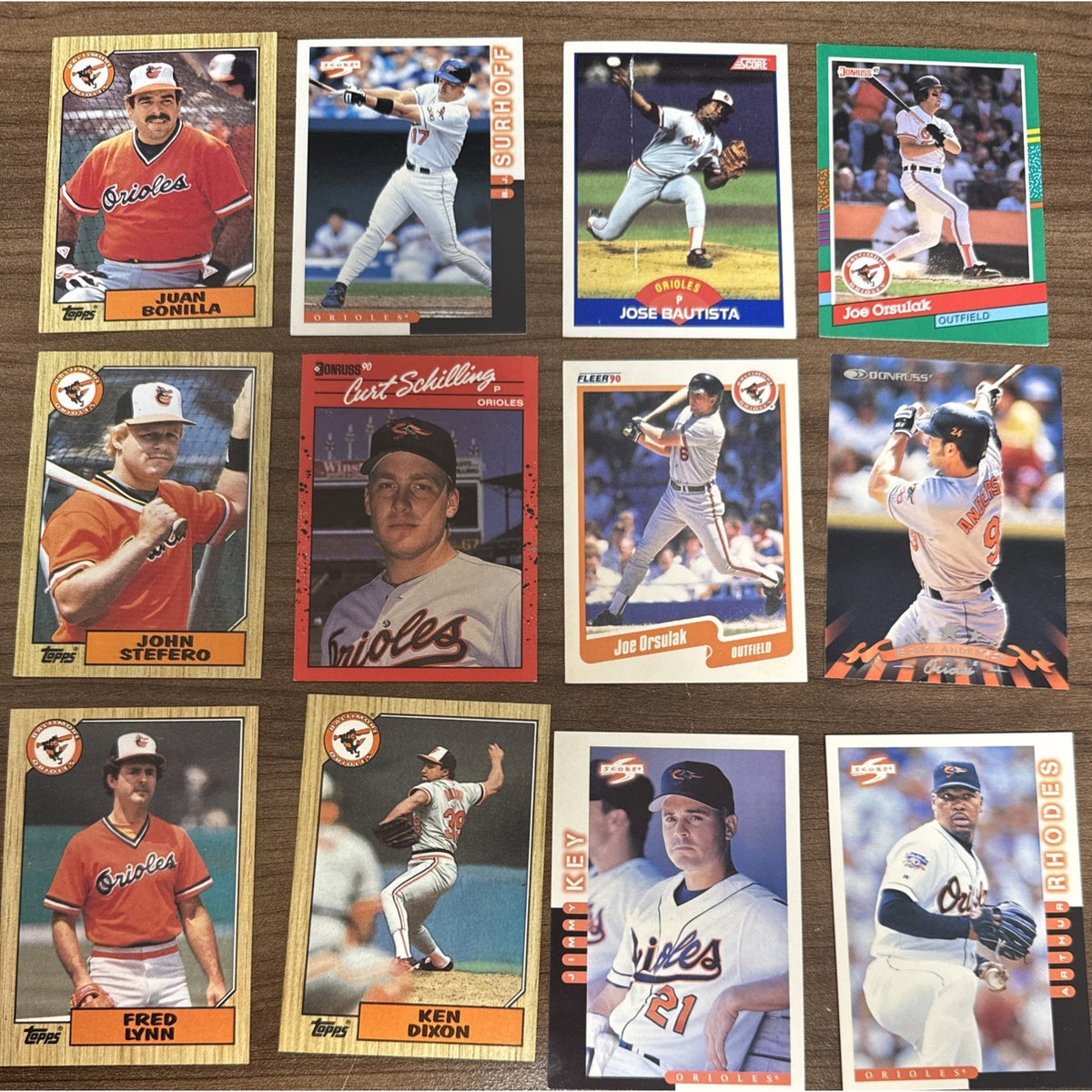 Lot of 57 Baltimore Orioles MLB Topps Baseball Trading Cards assorted 1980-1992