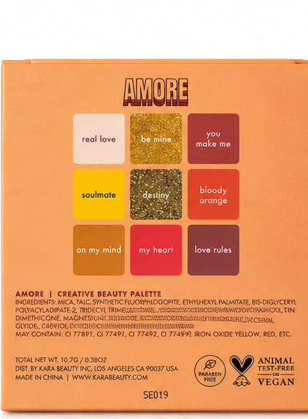 Kara Beauty AMORE 9 Color Eyeshadow Palette Vegan Cruelty Free