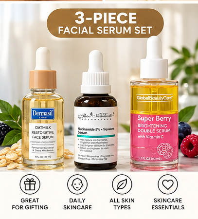 3-Piece Facial Serum Set Oatmilk Niacinamide 5% Vitamin C Skincare