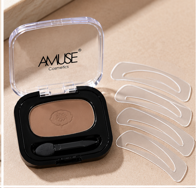 AMUSE Cosmetics Matte Pro Brow Kit Soft Brown Eyebrow Powder & Stencils