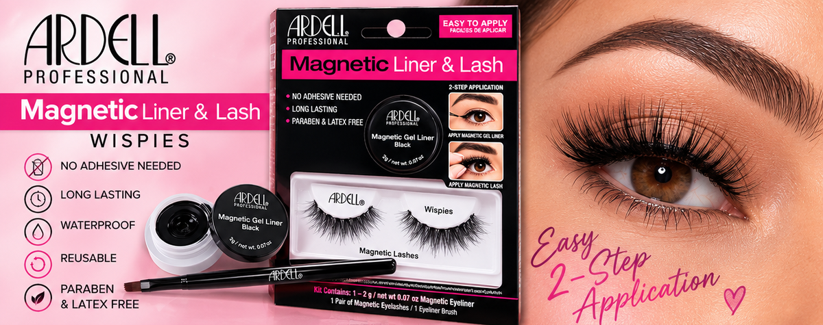 Ardell Magnetic Liner & Lash Wispies Kit Waterproof Reusable Black Gel