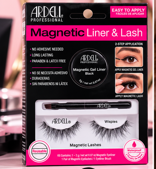Ardell Magnetic Liner & Lash Wispies Kit Waterproof Reusable Black Gel