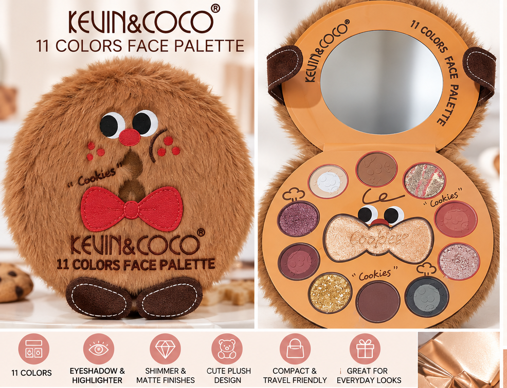 Kevin & Coco 11 Color Face Palette Eyeshadow & Highlighter Makeup Palette
