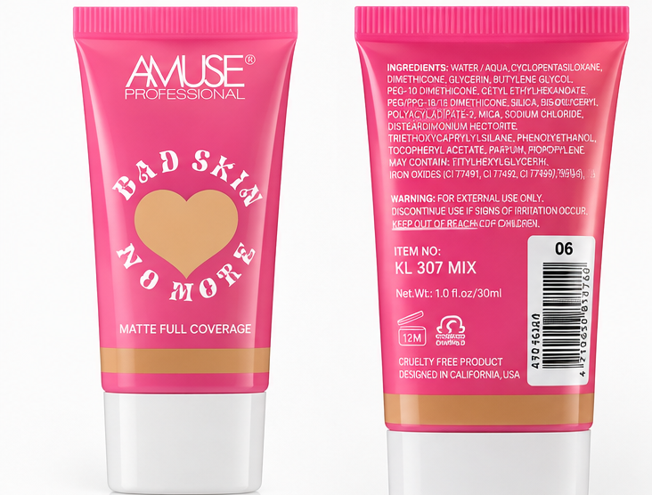 AMUSE Professional Bad Skin No More Matte Full Coverage Foundation – Shade 06