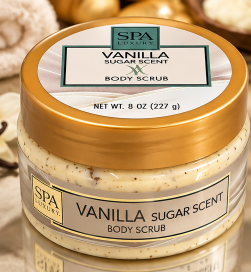 Spa Luxury Vanilla Sugar Scent Body Scrub 8 oz (227 g) – Exfoliating Body Scrub