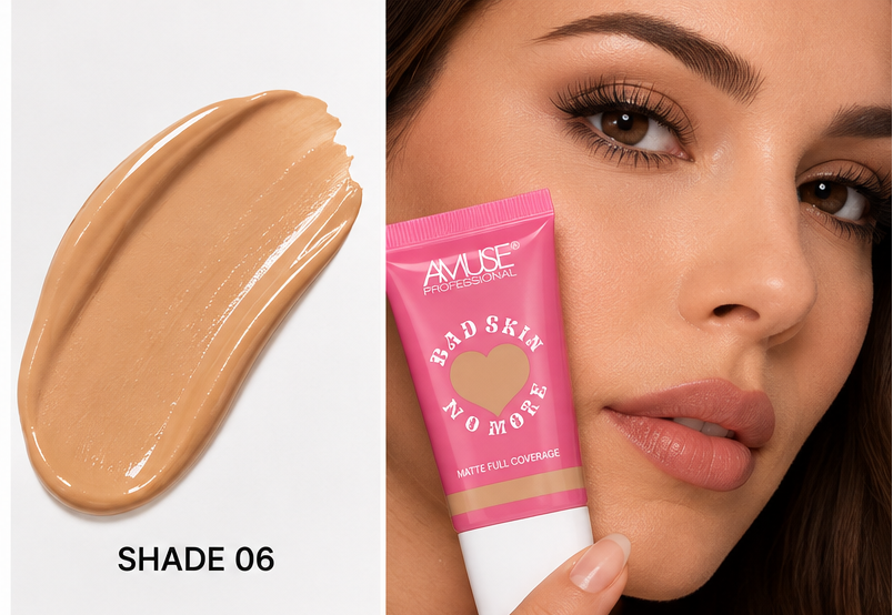 AMUSE Professional Bad Skin No More Matte Full Coverage Foundation – Shade 06