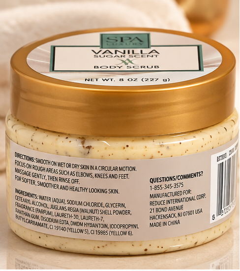 Spa Luxury Vanilla Sugar Scent Body Scrub 8 oz (227 g) – Exfoliating Body Scrub