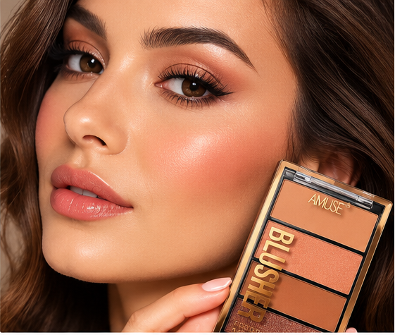 AMUSE 4 Color Blush Palette – Warm Tone Face Blusher Makeup, 0.3 oz / 8.4 g