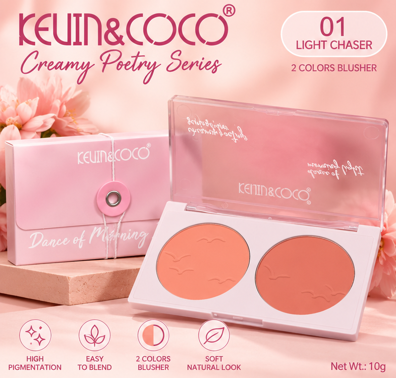 KEVIN&COCO 2 Color Blush Palette 01 Light Chaser – Creamy Poetry Series 10g