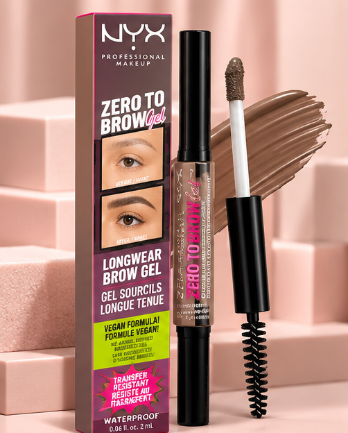 NYX Zero to Brow Longwear Brow Gel ZTBG03 Taupe Waterproof Vegan 2 mL