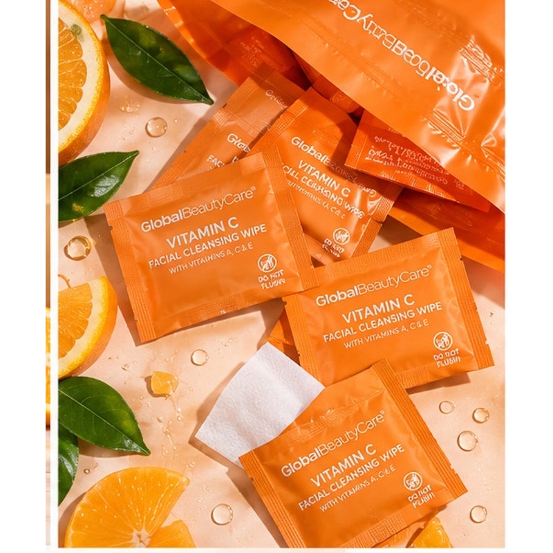 Global Beauty Care Vitamin C Facial Cleansing Wipes A C & E Individually Wrapped