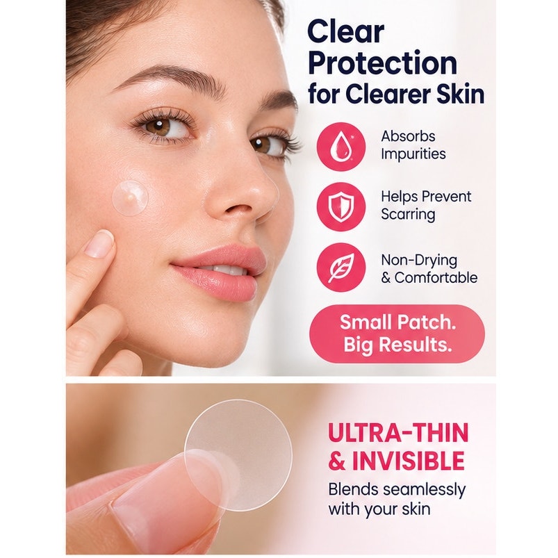 200 Pcs Hydrocolloid Pimple Patches – Transparent Waterproof Acne Spot Stickers