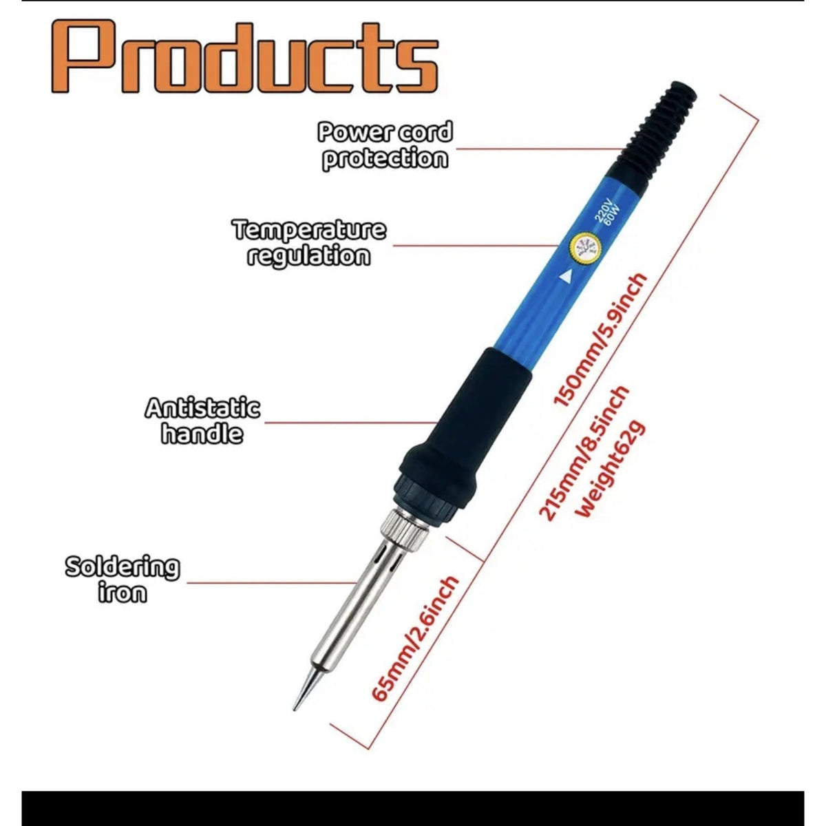 Electric Soldering Iron Gun Adjustable Temperature 60W 110V Welding Solder Wire